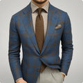 Men's Business Woven Blazer with Notched Lapels and Two-Button Front