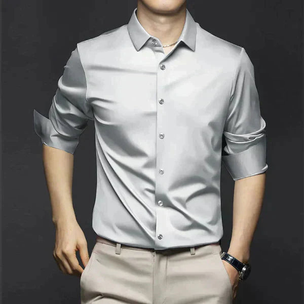 Men's Business Woven Shirt with Button Front and Point Collar