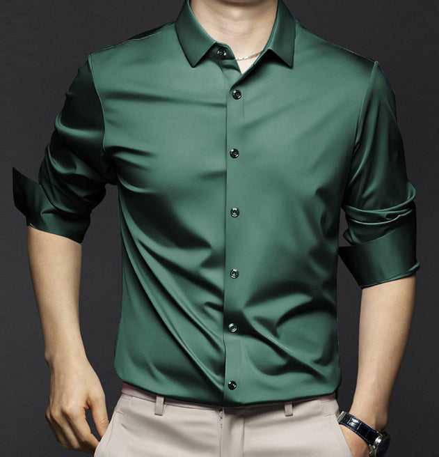 Men's Business Woven Shirt with Button Front and Point Collar