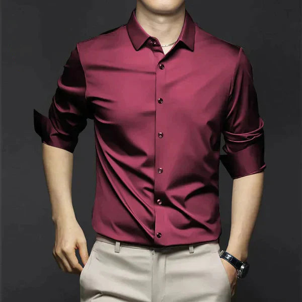 Men's Business Woven Shirt with Button Front and Point Collar