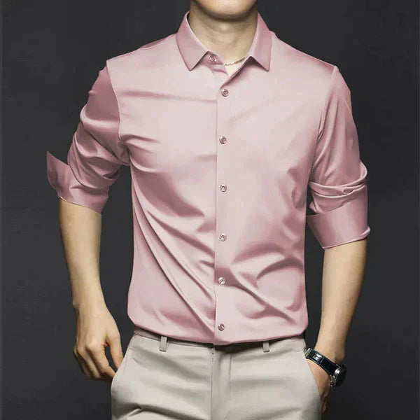 Men's Business Woven Shirt with Button Front and Point Collar