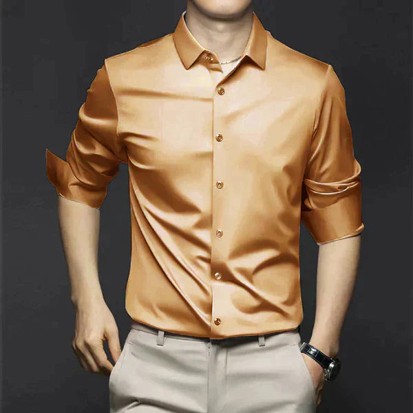 Men's Business Woven Shirt with Button Front and Point Collar