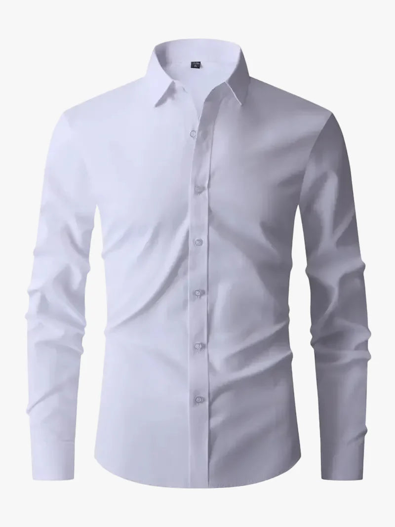 Men's Business Woven Shirt with Point Collar and Button Front