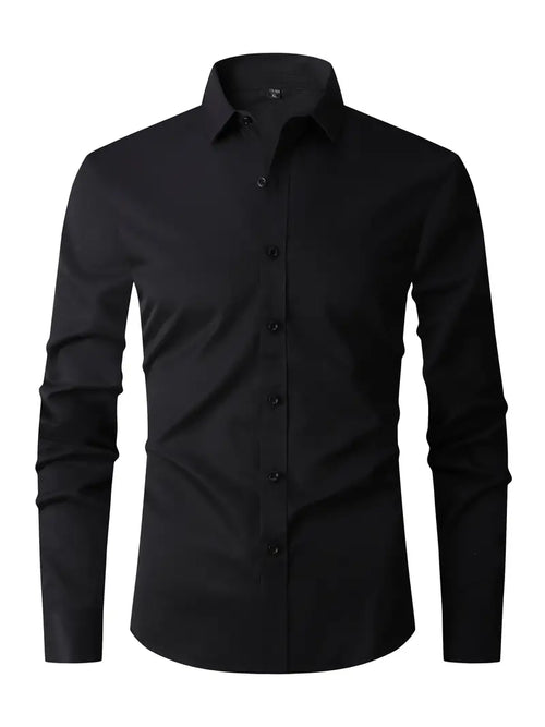 Men's Business Woven Shirt with Point Collar and Button Front