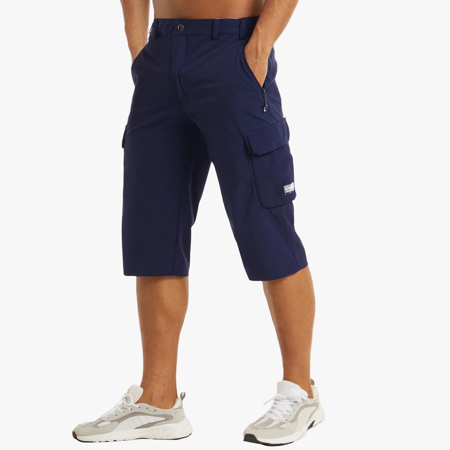 Men's Cargo Woven Shorts with Zipper Pocket and Flap Pockets