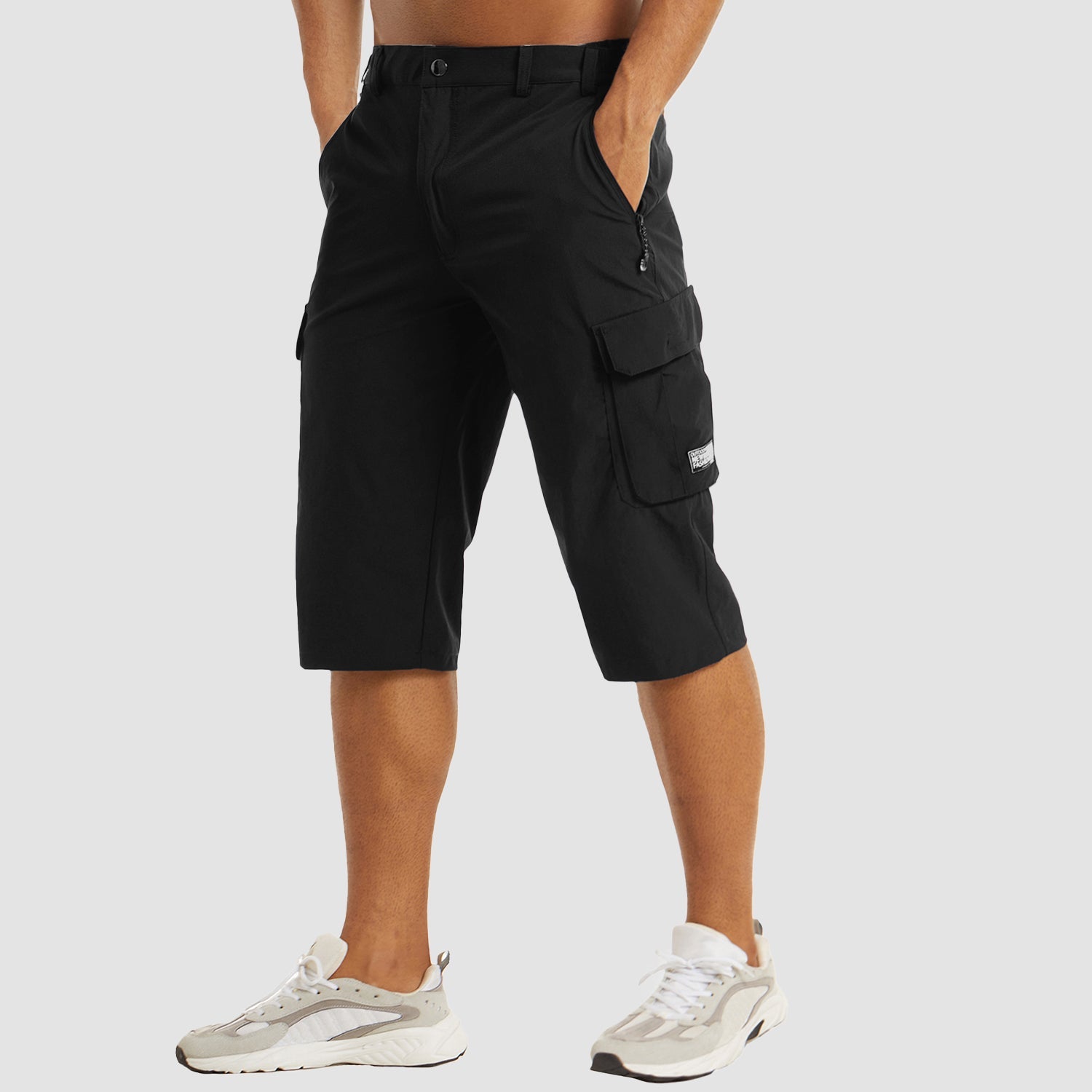 Men's Cargo Woven Shorts with Zipper Pocket and Flap Pockets