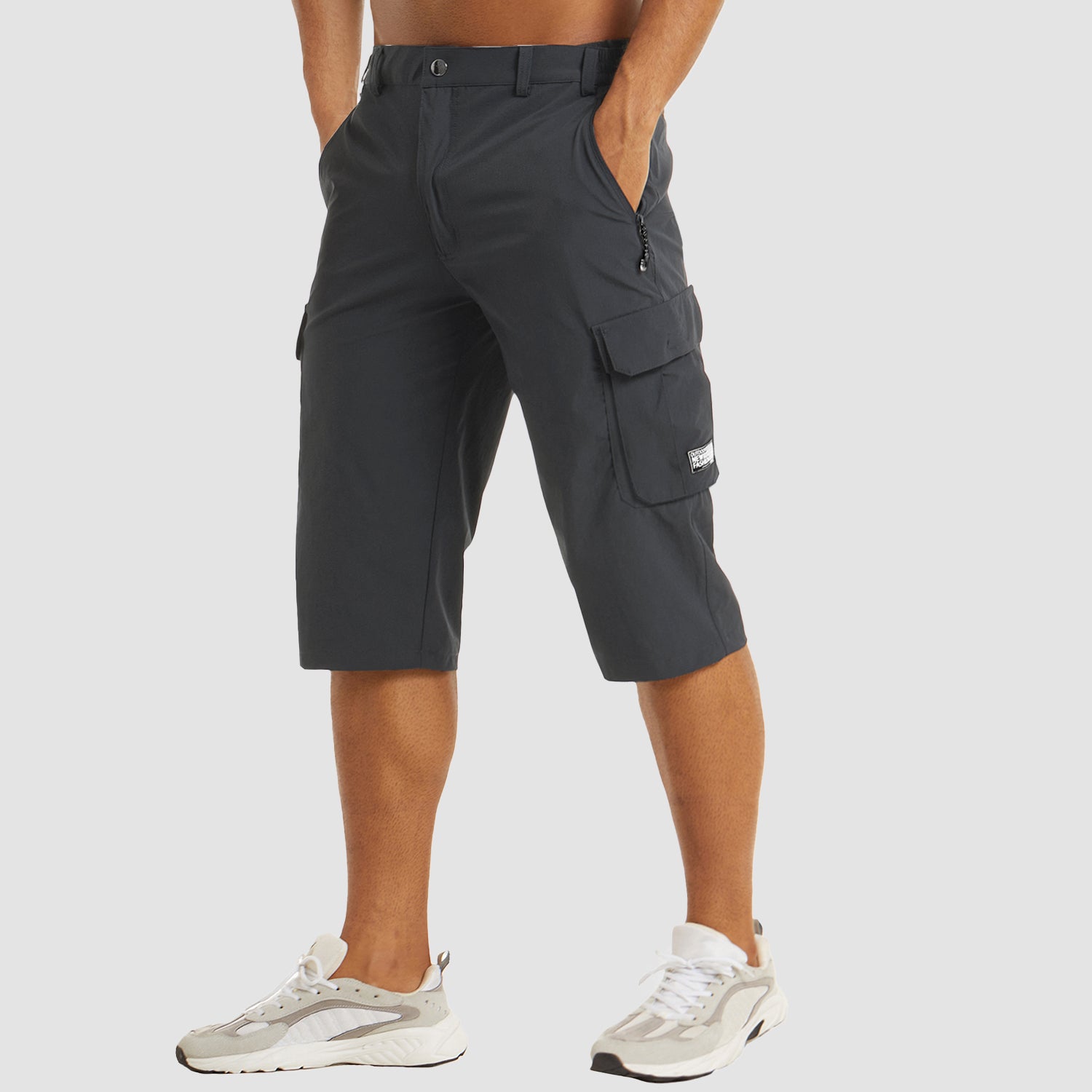 Men's Cargo Woven Shorts with Zipper Pocket and Flap Pockets
