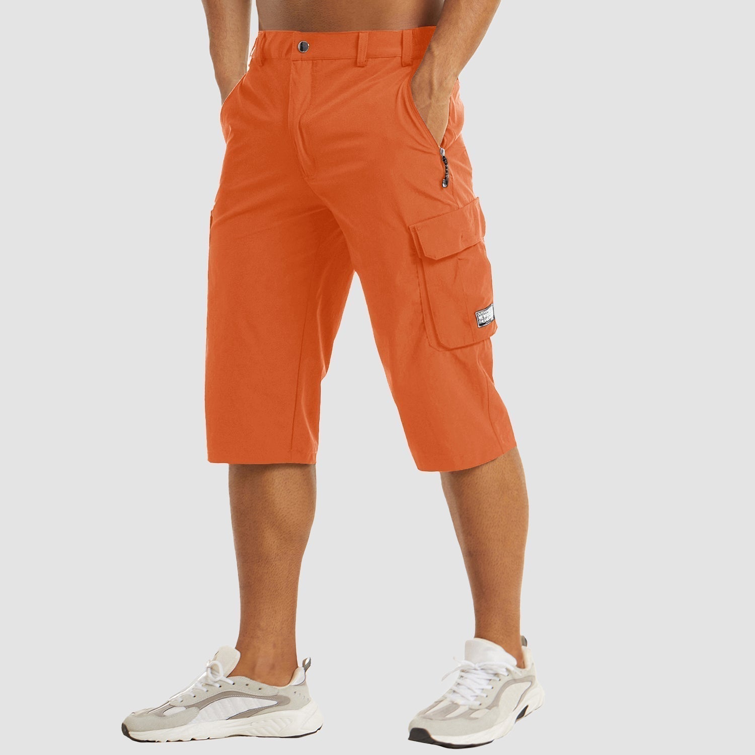 Men's Cargo Woven Shorts with Zipper Pocket and Flap Pockets
