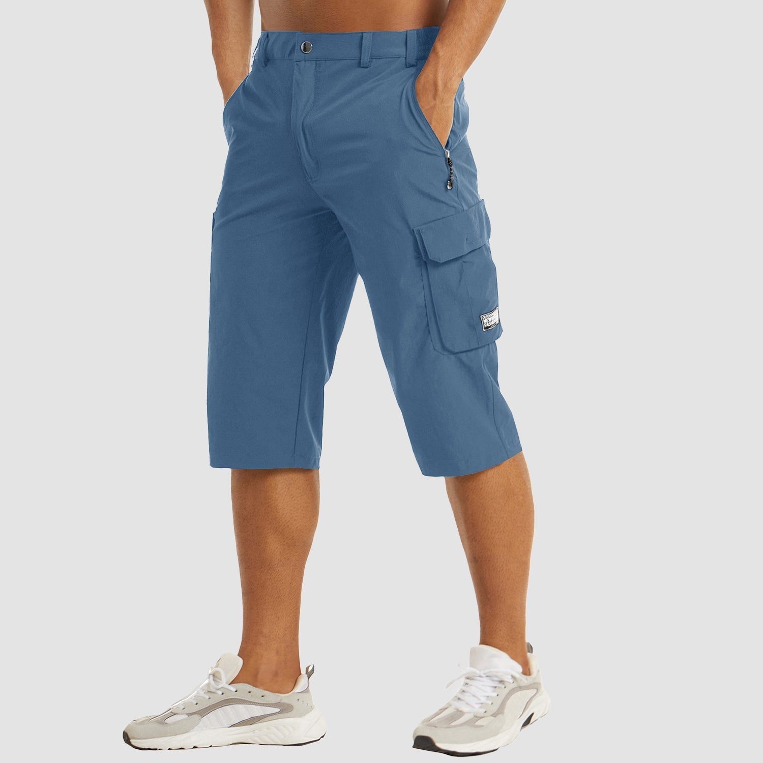 Men's Cargo Woven Shorts with Zipper Pocket and Flap Pockets