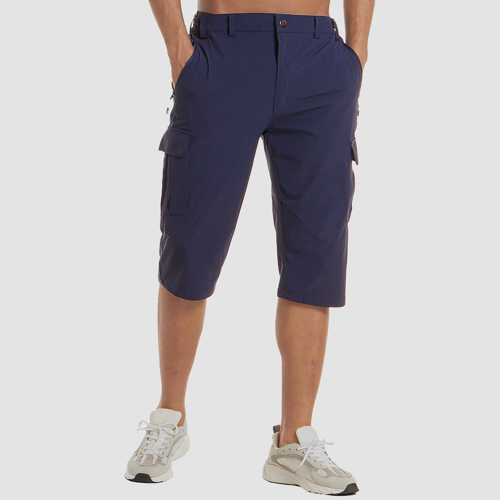 Men's Cargo Woven Shorts with Zipper Pocket and Flap Pockets