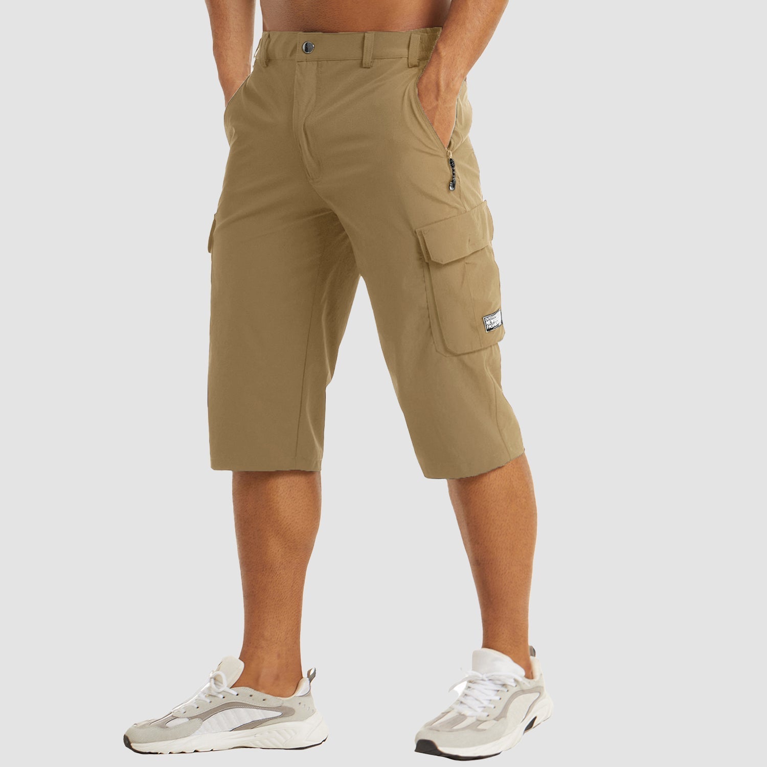 Men's Cargo Woven Shorts with Zipper Pocket and Flap Pockets
