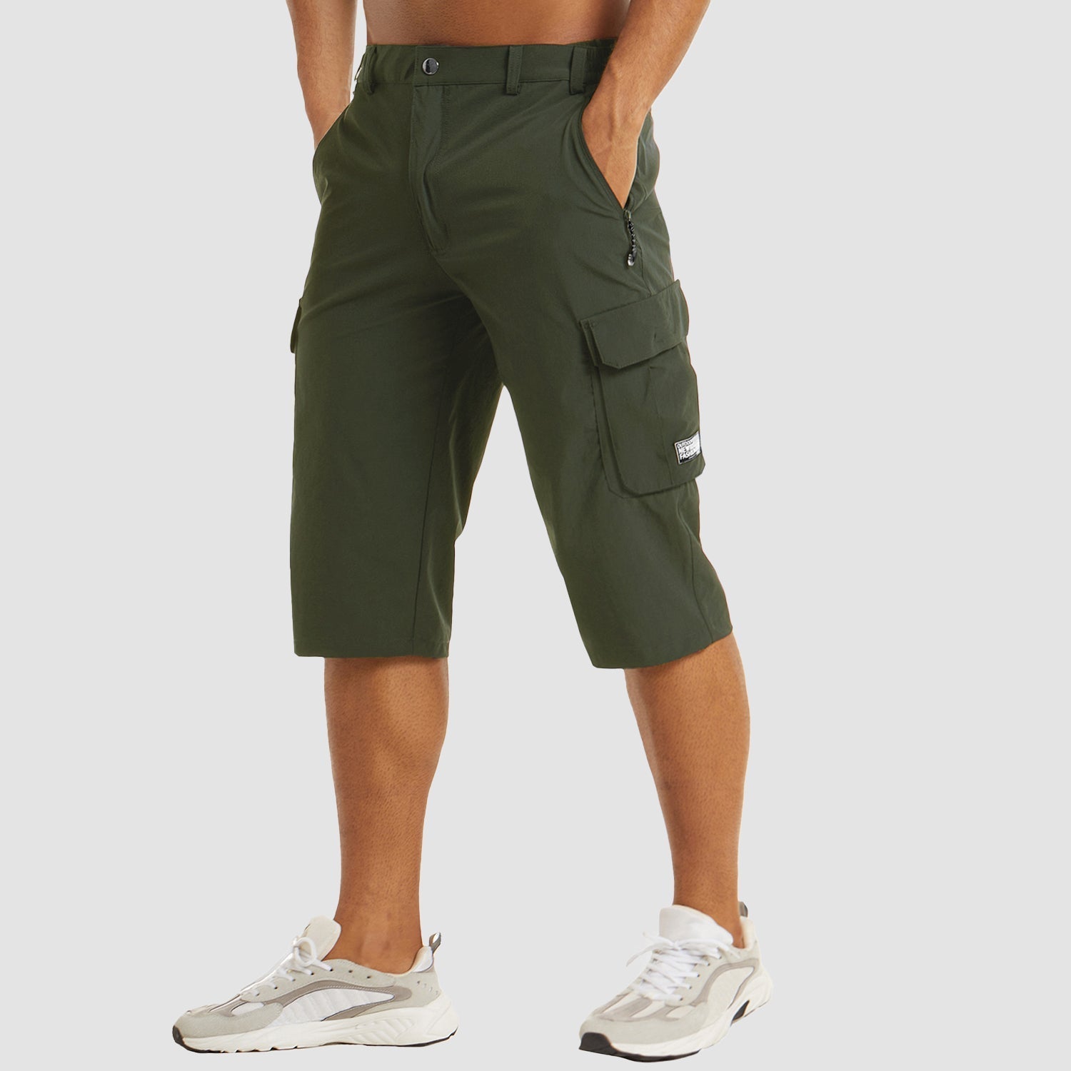 Men's Cargo Woven Shorts with Zipper Pocket and Flap Pockets