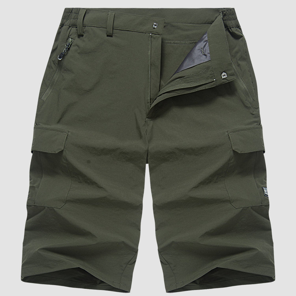 Men's Cargo Woven Shorts with Zipper Pocket and Flap Pockets