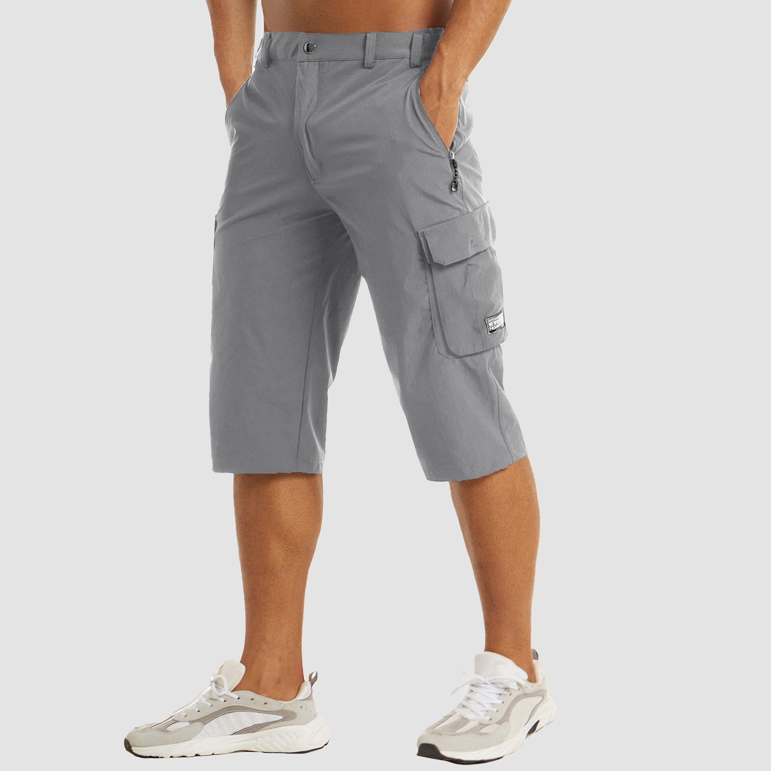 Men's Cargo Woven Shorts with Zipper Pocket and Flap Pockets