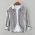 Men's Casual Corduroy Shirt with Button Front and Chest Pocket