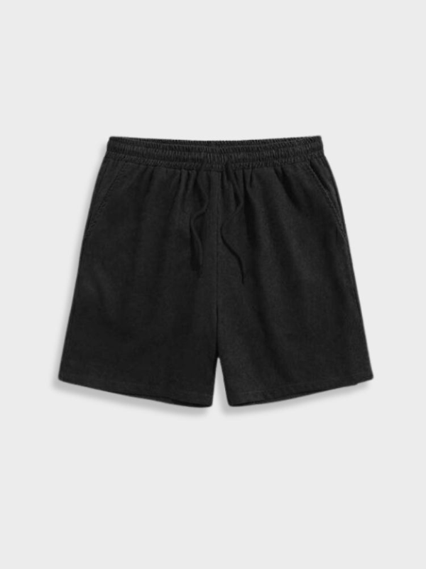 Men's Casual Corduroy Two-Piece Set with Button Shirt and Drawstring Shorts