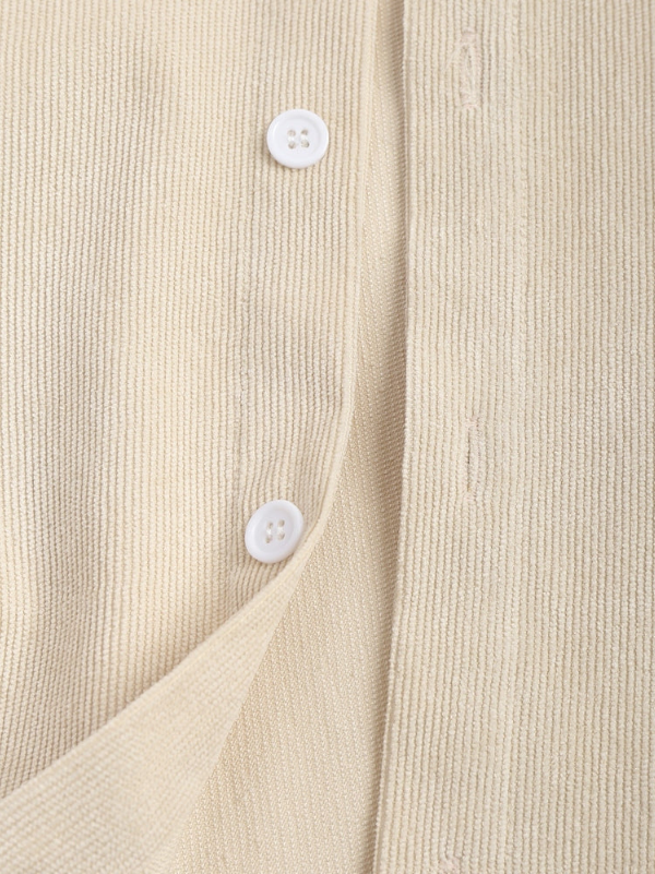 Men's Casual Corduroy Two-Piece Set with Button Shirt and Drawstring Shorts