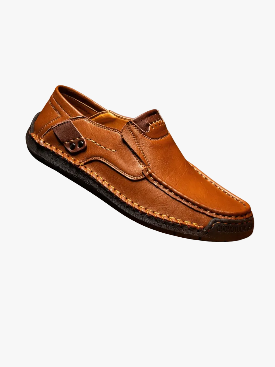 Men's Casual Faux Loafers with Moc Toe and Metal Accent