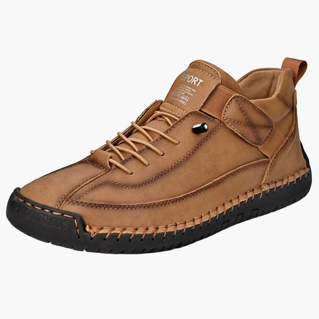 Men's Casual Faux Upper Sneakers with Lace-Up and Side Strap
