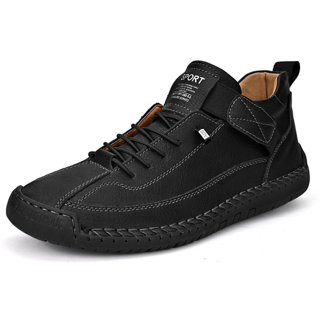 Men's Casual Faux Upper Sneakers with Lace-Up and Side Strap