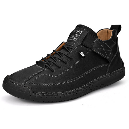 Men's Casual Faux Upper Sneakers with Lace-Up and Side Strap