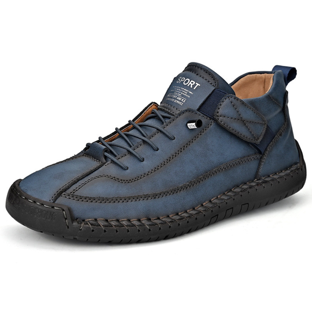Men's Casual Faux Upper Sneakers with Lace-Up and Side Strap