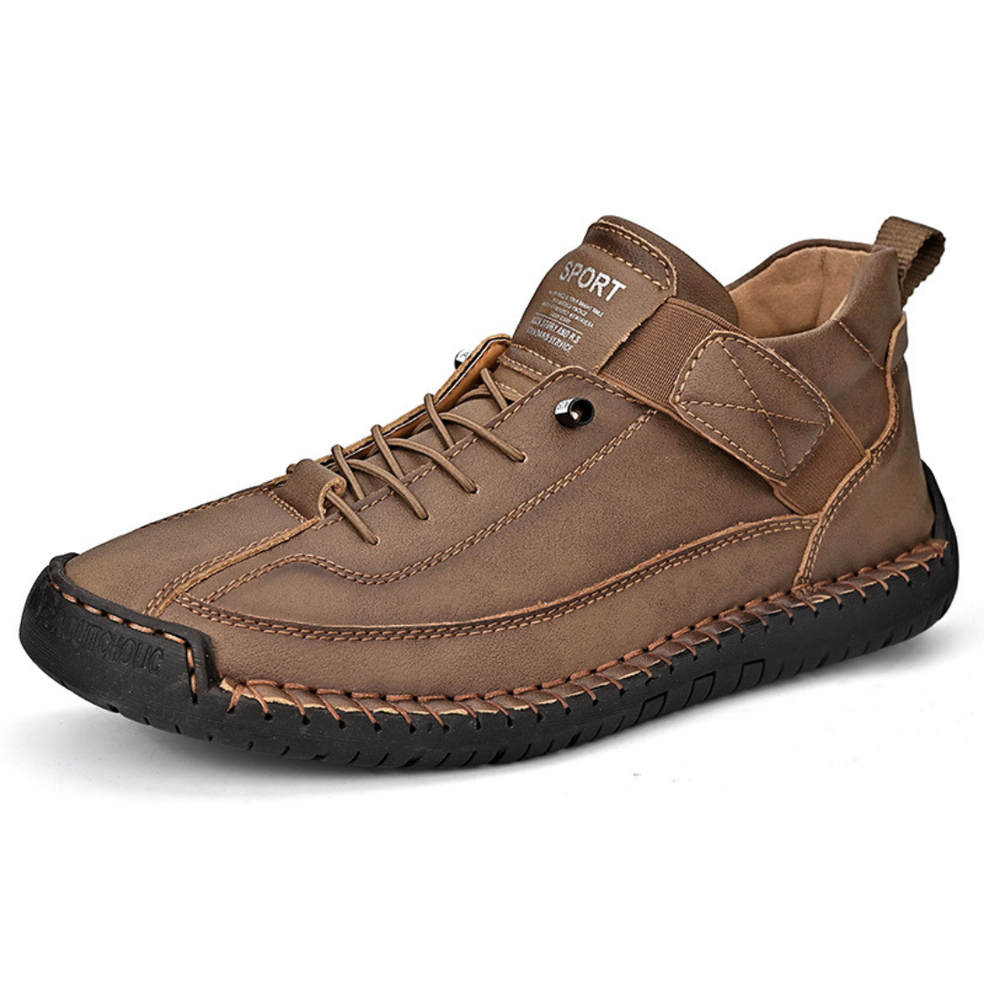 Men's Casual Faux Upper Sneakers with Lace-Up and Side Strap