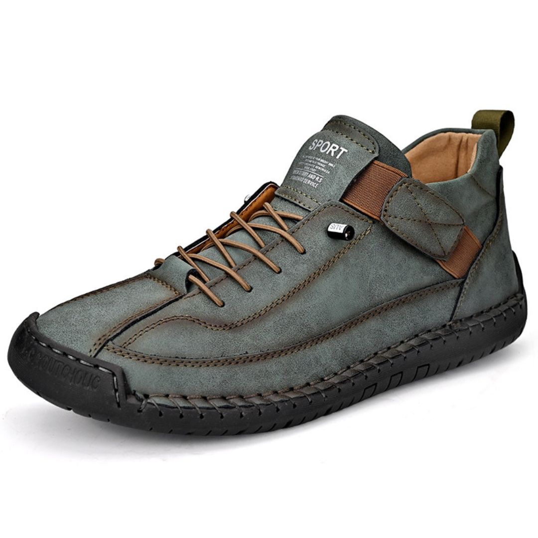 Men's Casual Faux Upper Sneakers with Lace-Up and Side Strap