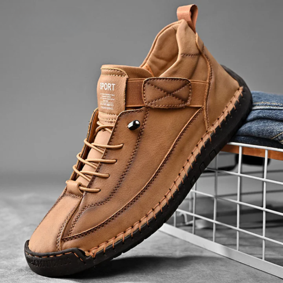 Men's Casual Faux Upper Sneakers with Lace-Up and Side Strap