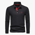 Men's Casual Knit Polo Shirt with Button Placket and Chest Embroidery