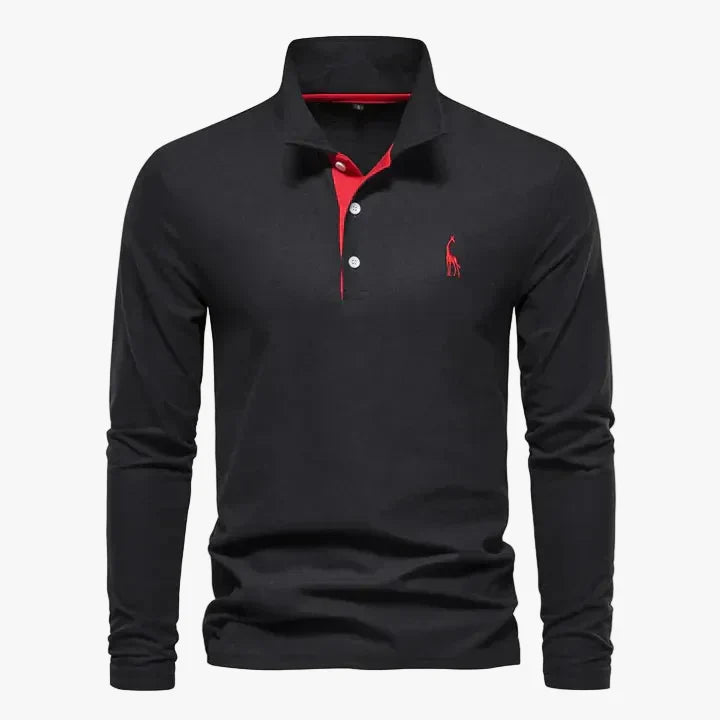 Men's Casual Knit Polo Shirt with Button Placket and Chest Embroidery