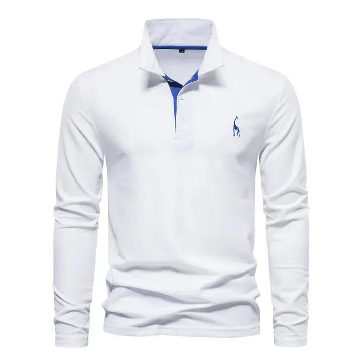 Men's Casual Knit Polo Shirt with Button Placket and Chest Embroidery