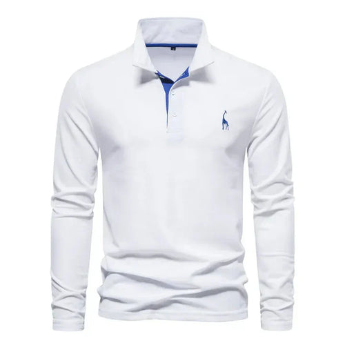 Men's Casual Knit Polo Shirt with Button Placket and Chest Embroidery