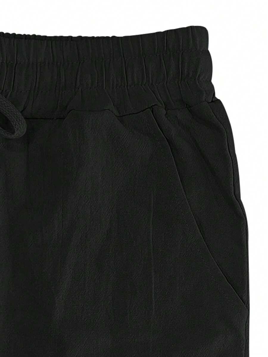 Men's Casual Linen Pants with Drawstring Waist and Slant Pockets