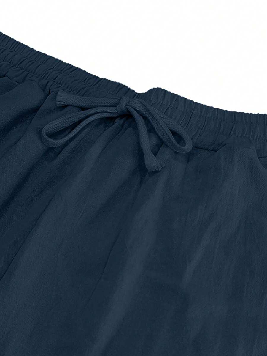 Men's Casual Linen Pants with Drawstring Waist and Slant Pockets