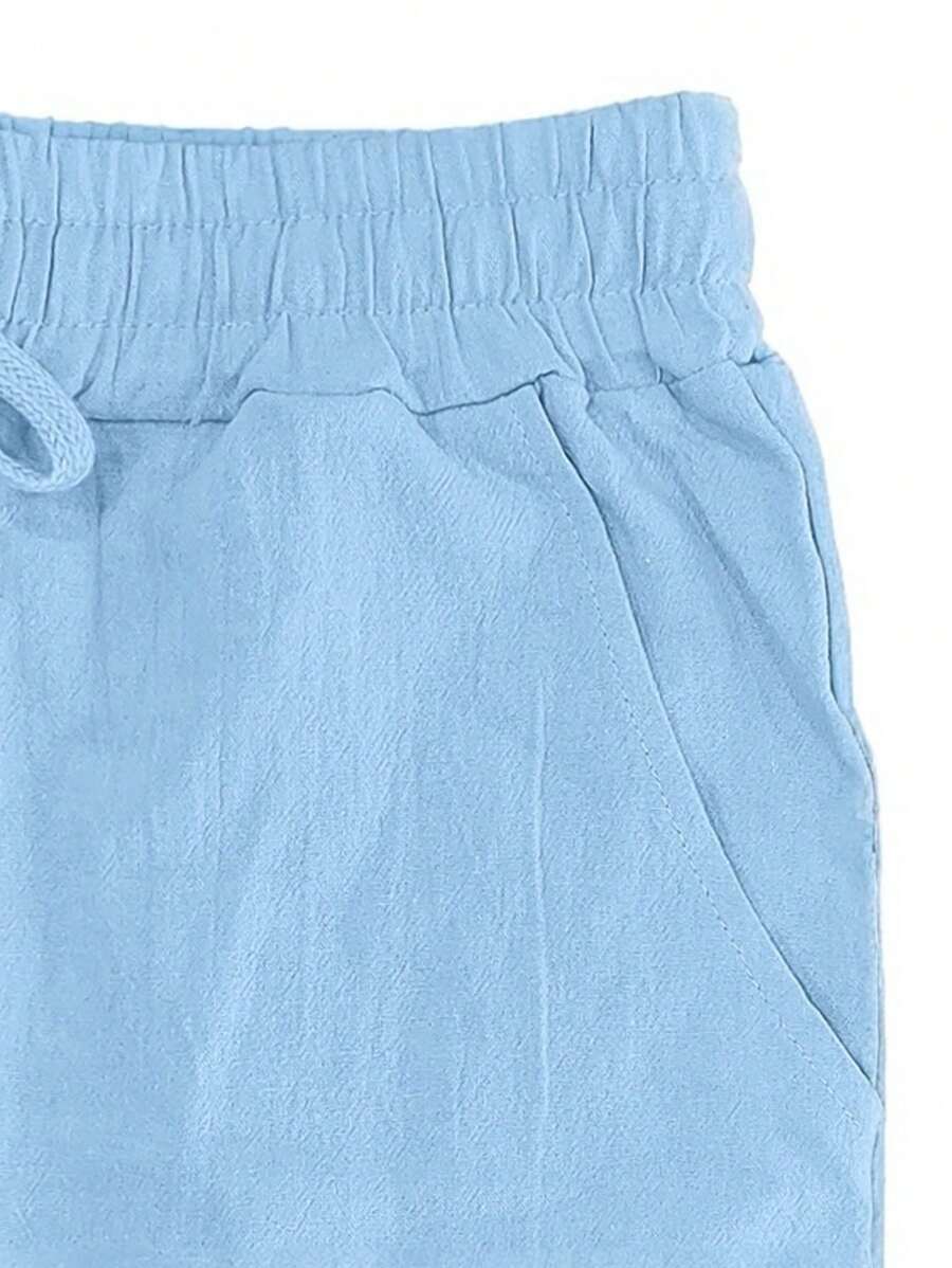 Men's Casual Linen Pants with Drawstring Waist and Slant Pockets
