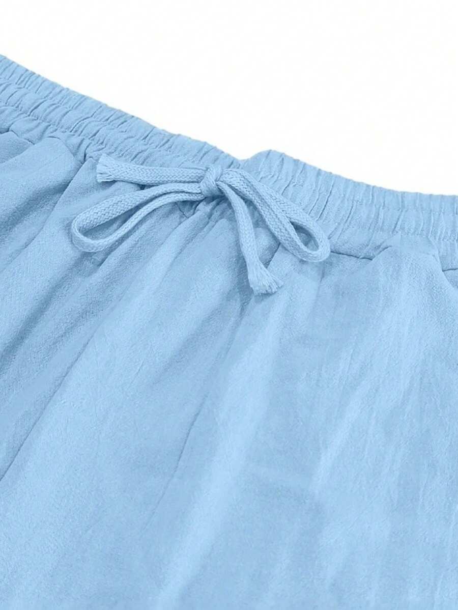 Men's Casual Linen Pants with Drawstring Waist and Slant Pockets