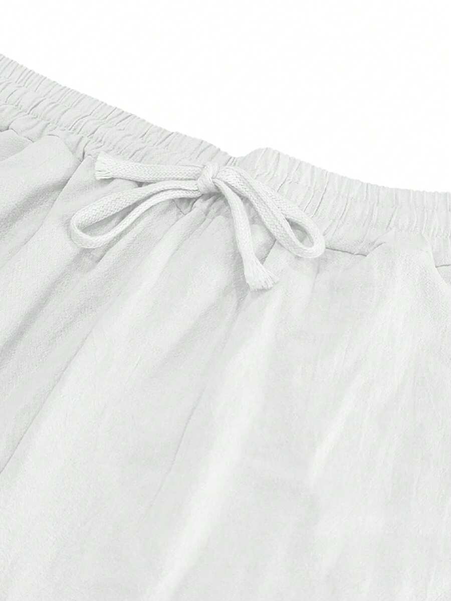 Men's Casual Linen Pants with Drawstring Waist and Slant Pockets
