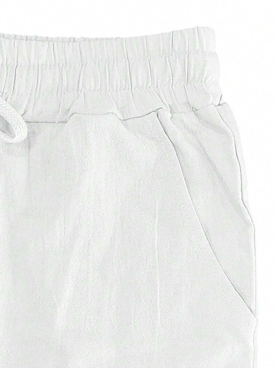 Men's Casual Linen Pants with Drawstring Waist and Slant Pockets