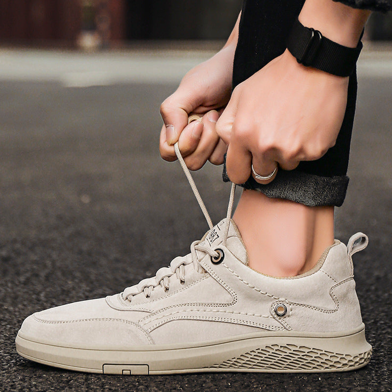 Men's Casual Suede Sneakers with Lace-Up Front and Low-Top Collar