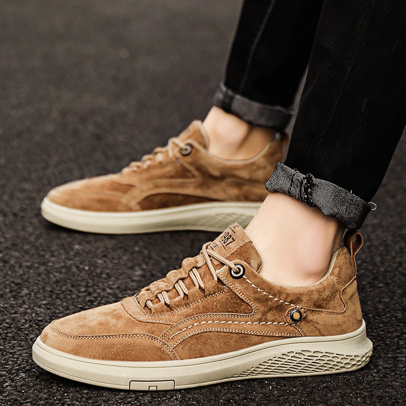 Men's Casual Suede Sneakers with Lace-Up Front and Low-Top Collar