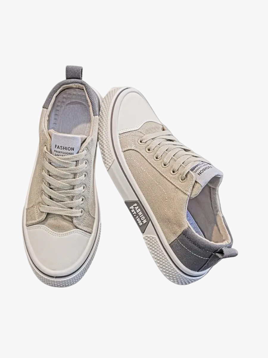 Men's Casual Textile Sneakers with Lace-Up Closure and Rubber Toe Cap