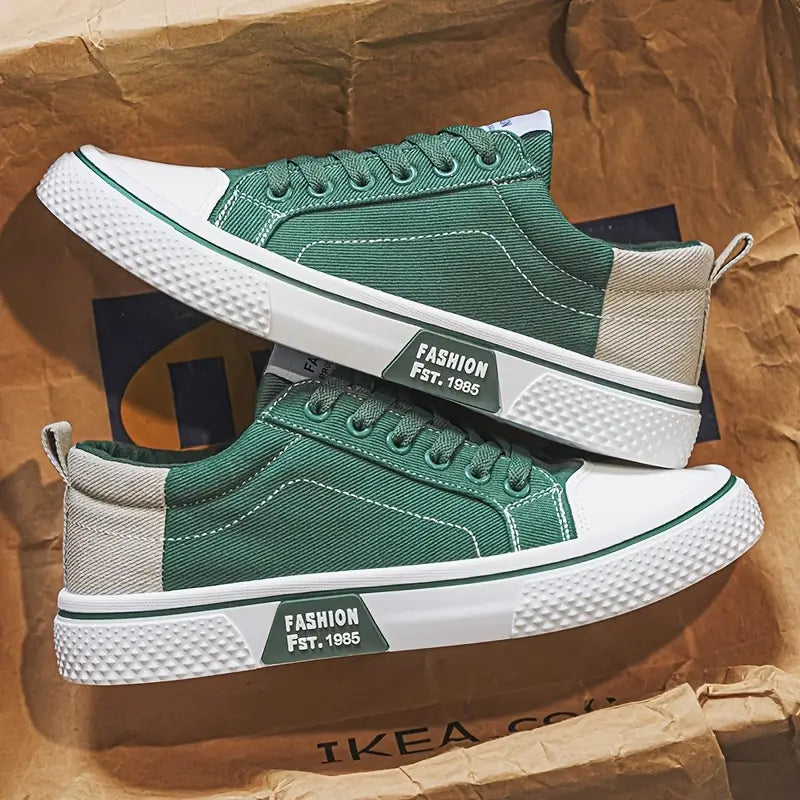 Men's Casual Textile Sneakers with Lace-Up Closure and Rubber Toe Cap