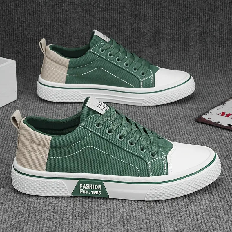 Men's Casual Textile Sneakers with Lace-Up Closure and Rubber Toe Cap
