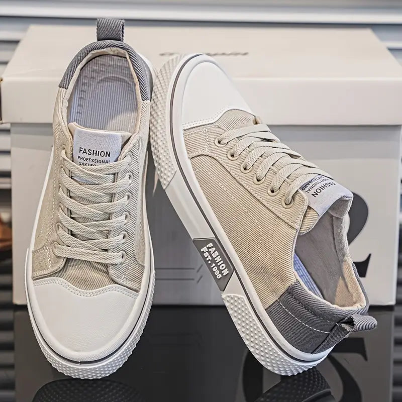Men's Casual Textile Sneakers with Lace-Up Closure and Rubber Toe Cap