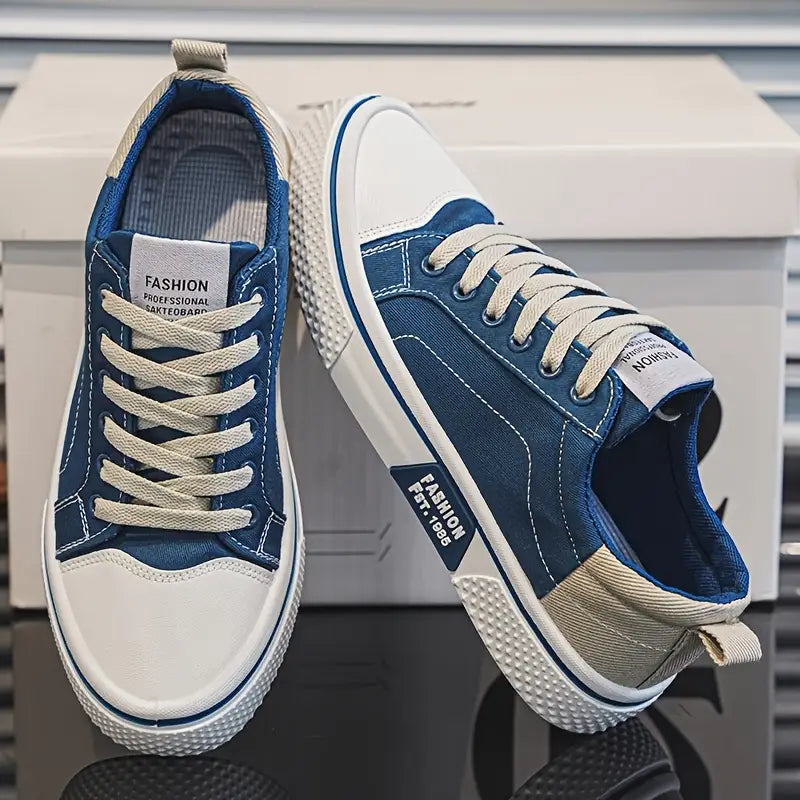 Men's Casual Textile Sneakers with Lace-Up Closure and Rubber Toe Cap