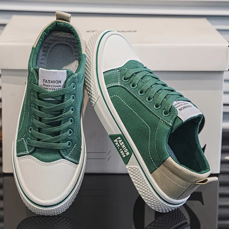Men's Casual Textile Sneakers with Lace-Up Closure and Rubber Toe Cap