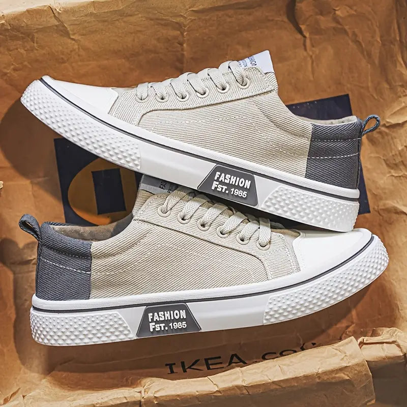 Men's Casual Textile Sneakers with Lace-Up Closure and Rubber Toe Cap