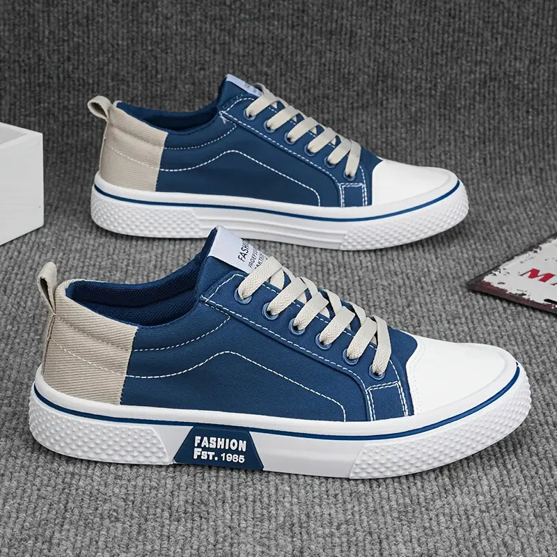 Men's Casual Textile Sneakers with Lace-Up Closure and Rubber Toe Cap