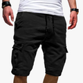 Men's Casual Woven Cargo Shorts with Drawstring and Flap Pockets